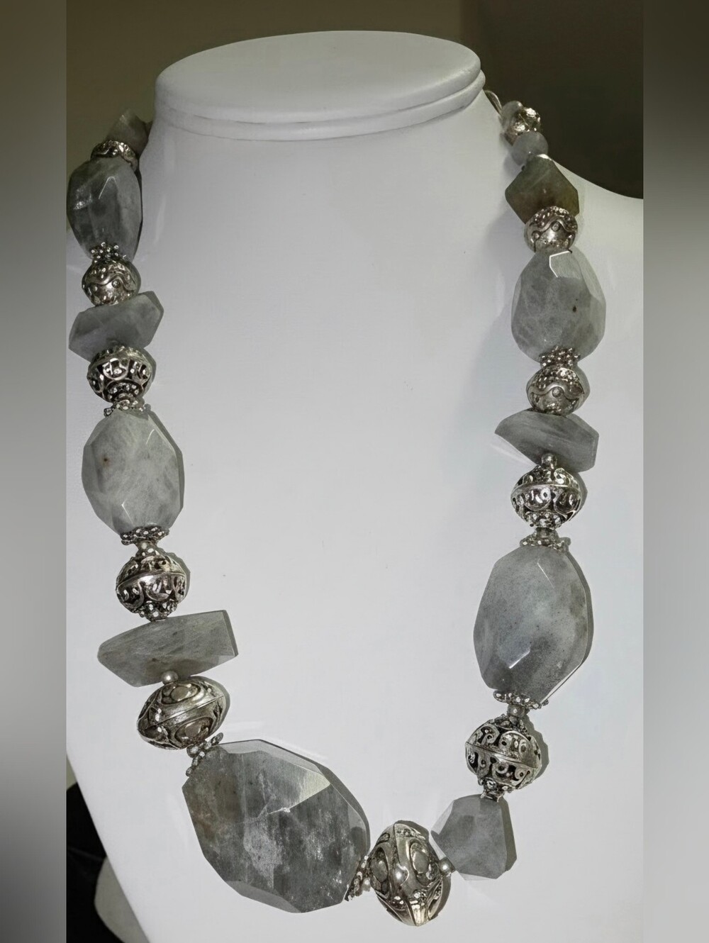 Alice Bailey Limited Edition Labradorite Stone & Pewter Statement Necklace